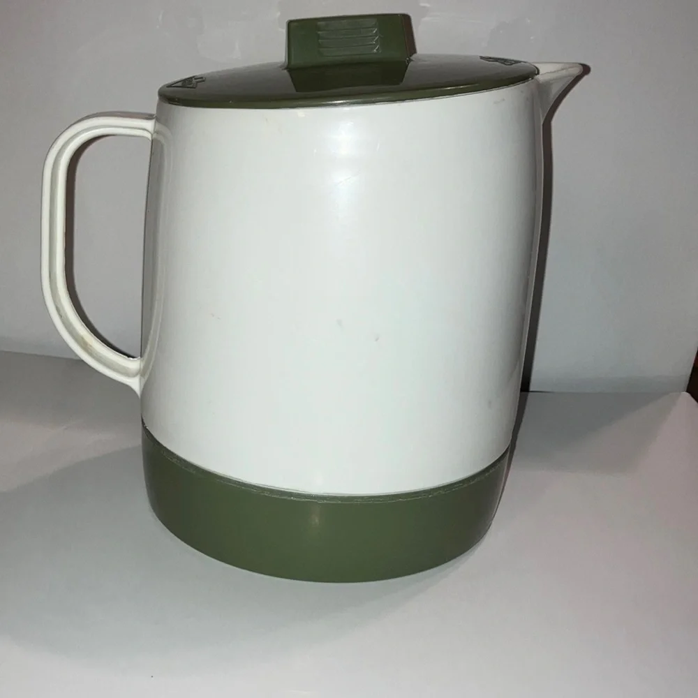 Vintage Hot/Cold Pitcher White and Green with Wheat‎ Design